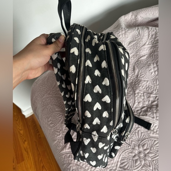 No Boundaries Black with white hearts Backpack - Picture 7 of 8